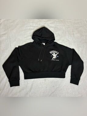 Hoodrich Woman’s Black Glow Angel Cropped Hoodie Size XL